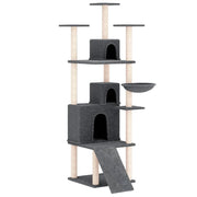 Tiragraffi per gatti Mobili per arrampicata su torre Tiragraffi piattaforma da arrampicata con tiragraffi in sisal scuro 175 cm grigio 02_0022685