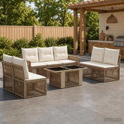 Set Divano da Giardino 8 pz Beige e Bianco Crema polyrattan 3436929