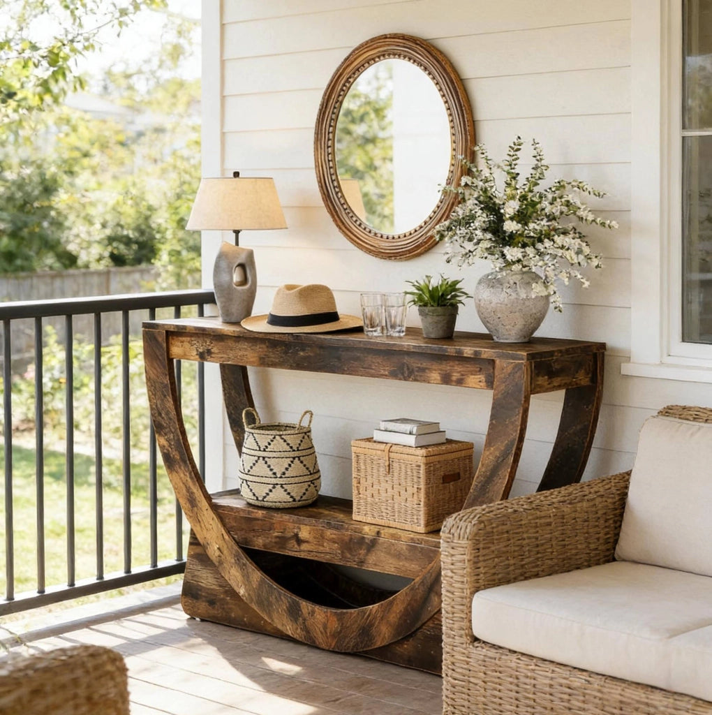 Mobile TV stile rustico 160x30x80,5 cm a 2 ripiani in MDF marrone rustico