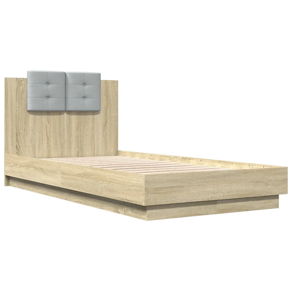 Giroletto con Testiera-Struttura Letto con testiera Rovere Sonoma 75x190cm Legno Multistrato 985485
