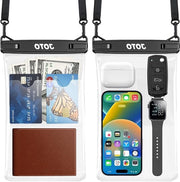 Borsa impermeabile per smartphone IPX8 con cordino per iPhone 15 14 13 Pro Max Galaxy S24 Ultra S23 S22 - 2 pezzi Nero