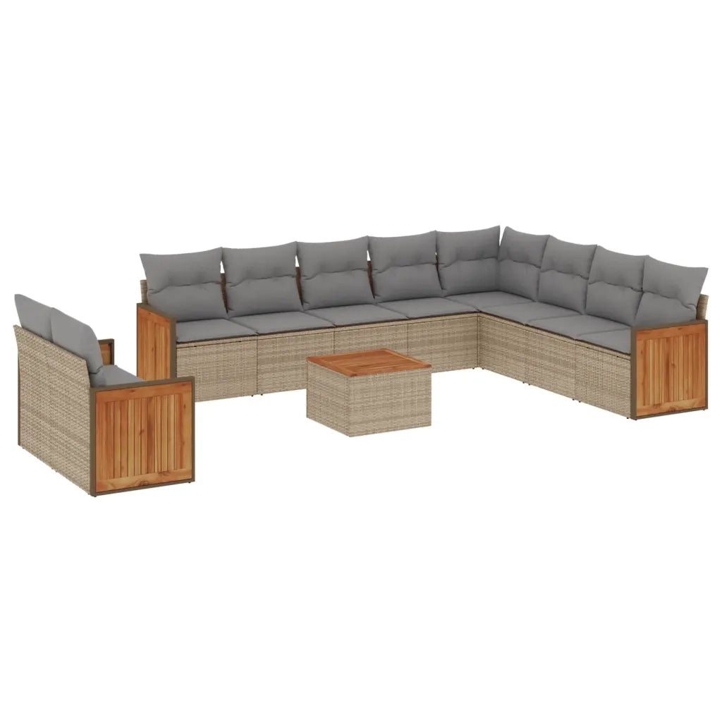 Set Divani da Giardino 11 pz con Cuscini Beige in Polyrattancod mxl 112982