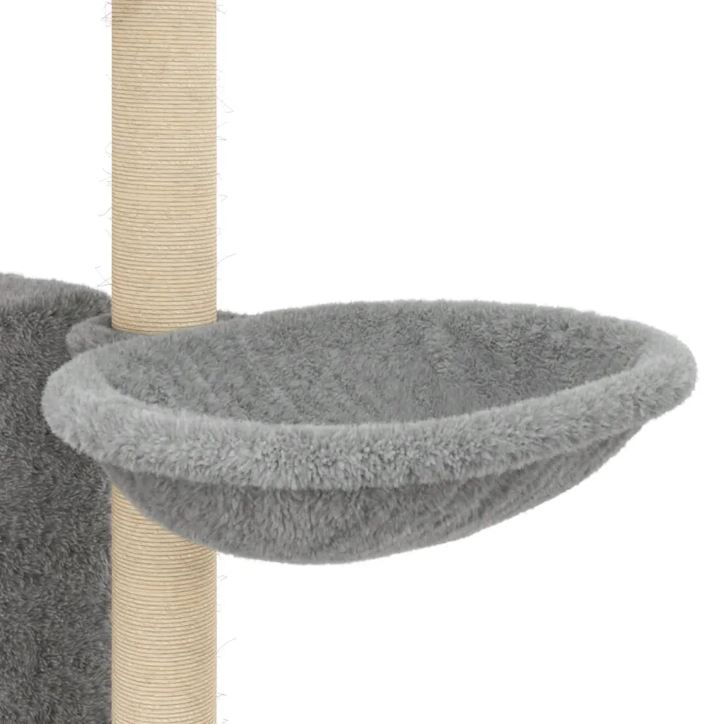 Albero per Gatti con Tiragraffi in Sisal Grigio Chiaro 131 cm 172128