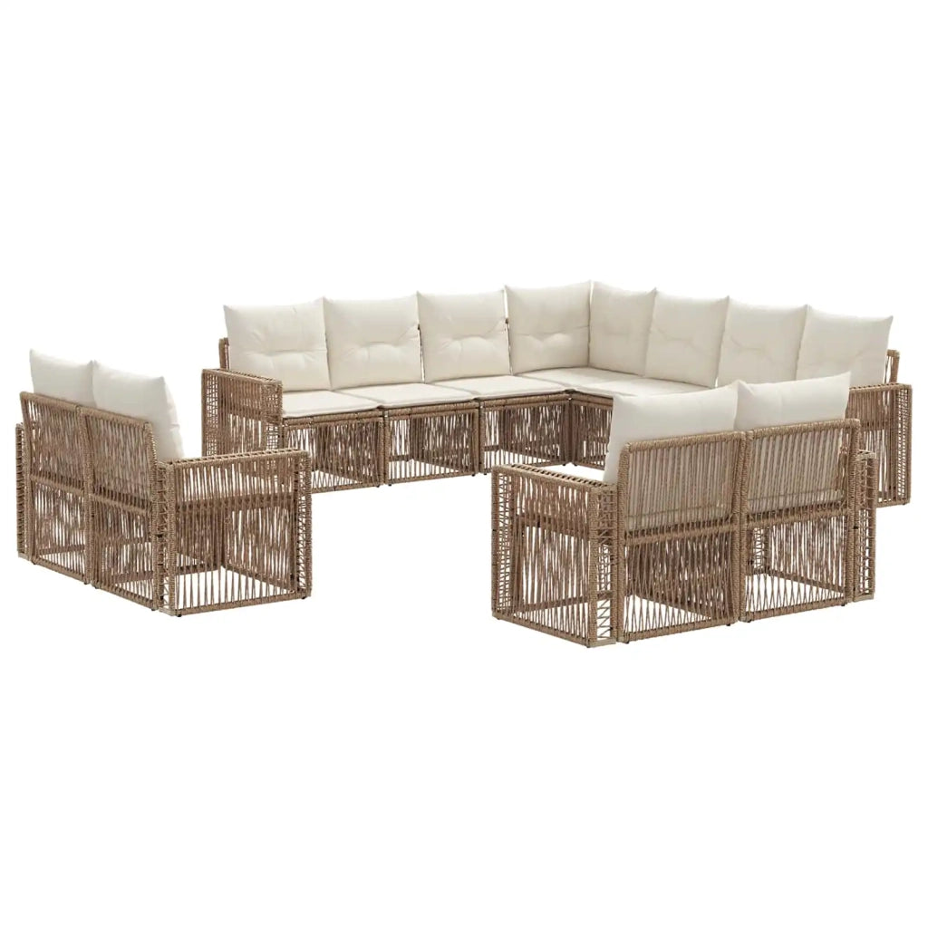 Set Divano da Giardino 11 pcs Beige e Bianco Crema polyrattan 3435294