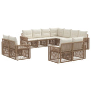 Set Divano da Giardino 11 pcs Beige e Bianco Crema polyrattan 3435294