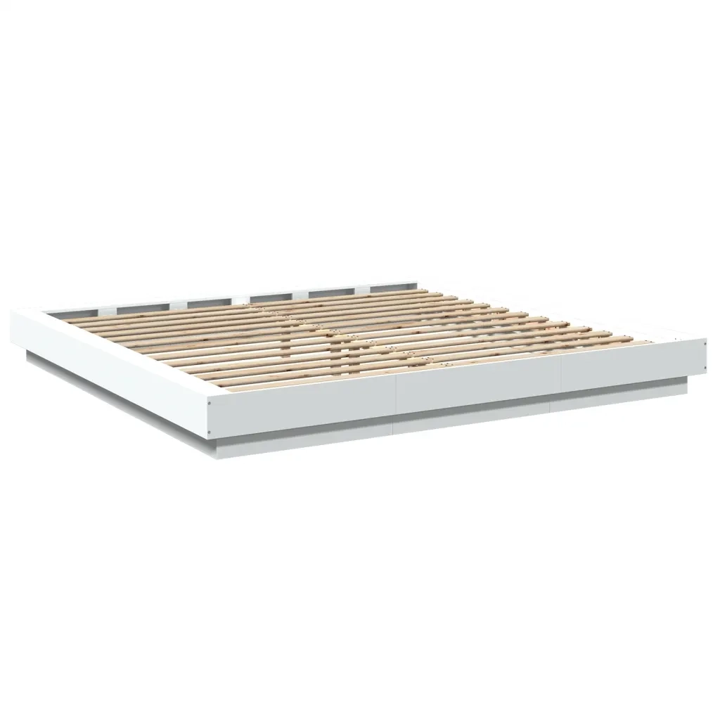 Giroletto-Struttura Letto Bianco 200x200 cm in Legno Multistrato 578241