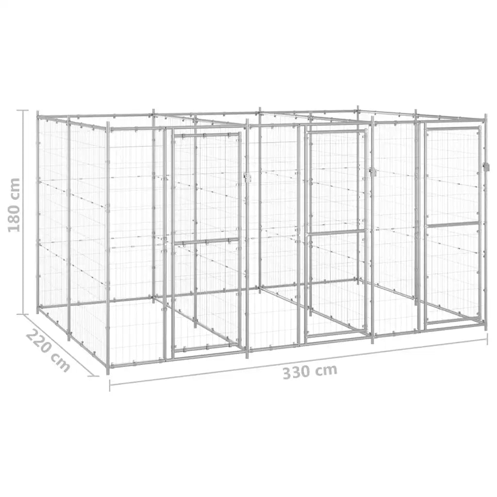 Gabbia per Cani da Esterno in Acciaio Zincato 7,26 mÂ² cod mxl 60002