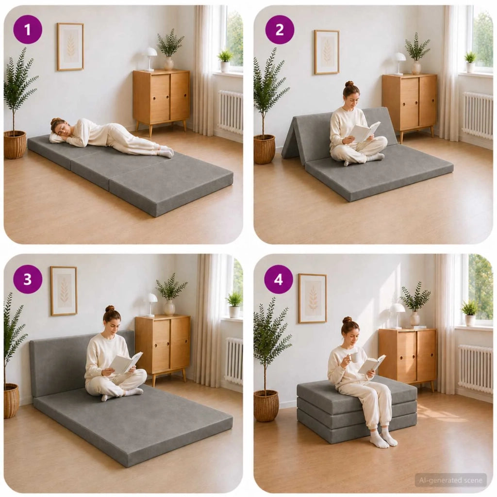 Divano Letto Pieghevole 80 x 67 x 45 cm Grigio Chiaro 900179