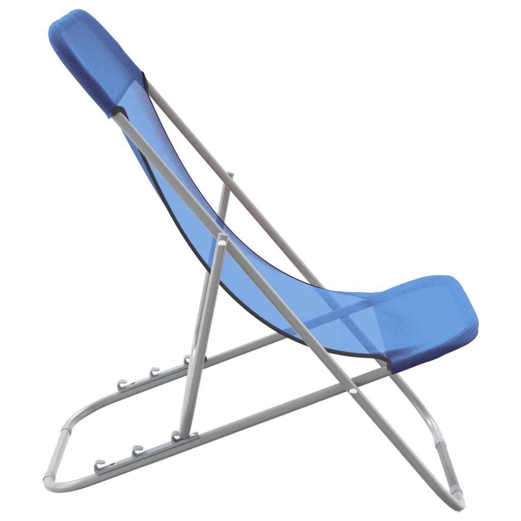 Lettino Prendisole | Sedie Pieghevoli 2 pz Blu in Textilene e Acciaio Verniciato