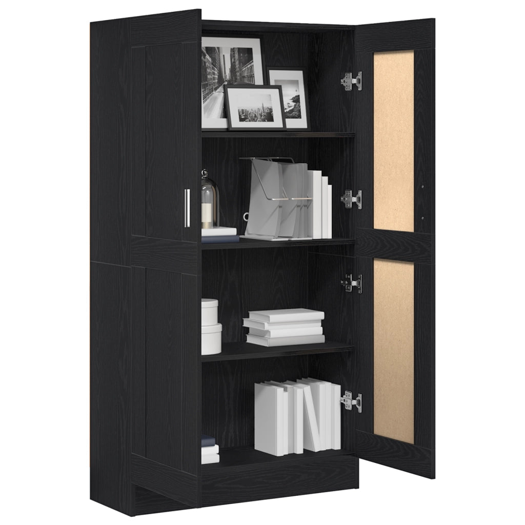 2 Armadi per Libri Rovere Nero 165x30,5x150 cm in Legno Ingegnerizzato