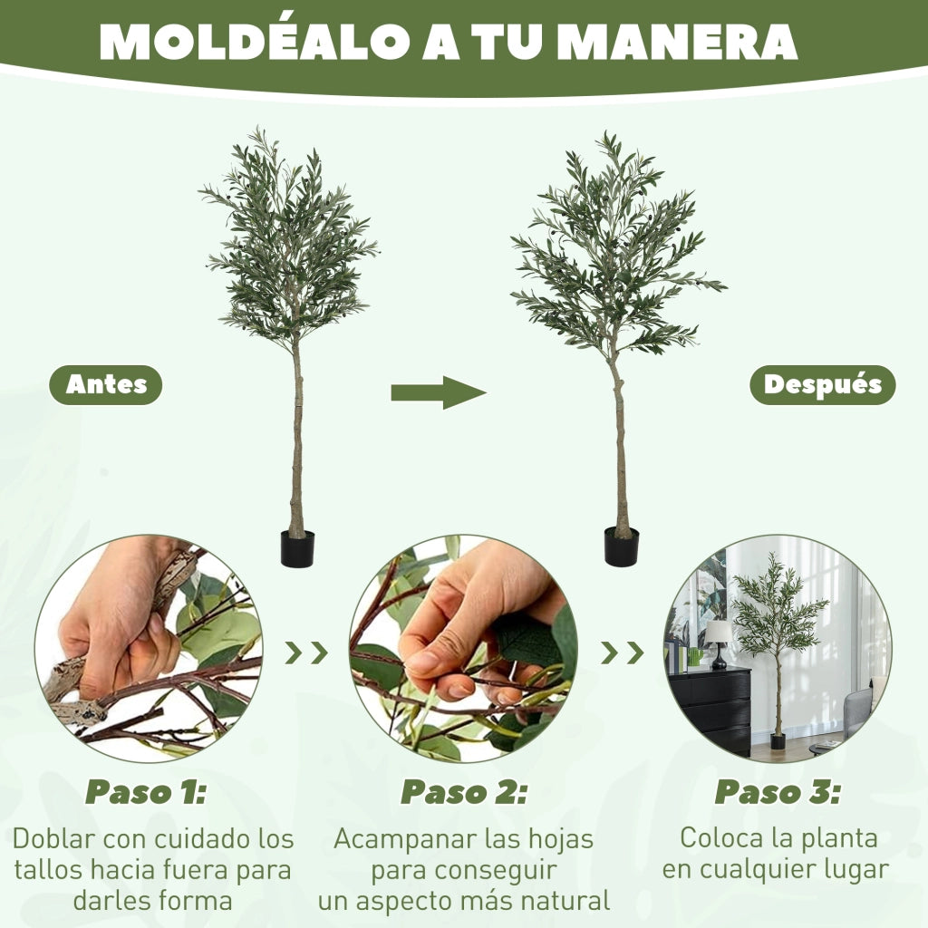Albero di Olivo Artificiale 180cm ¨C zephmum ¨C Verde con Vaso