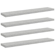 4 pz Scaffali a Parete | Ripiano a parete | Mensole a Parete Grigio Cemento 120x23,5x3,8 cm in MDF