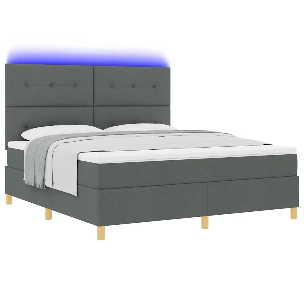 Letto a Sorgente LED Grigio scuro 180 x 200 cm Tessuto 3343118