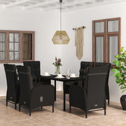 Set da Pranzo da Giardino 7 pz con Cuscini Nero 3099356