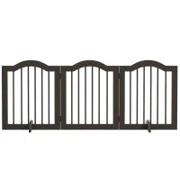 Cancellino per Cani Pieghevole a 3 Sezioni in Legno, 154.5x29.5x61cm, Caffè
