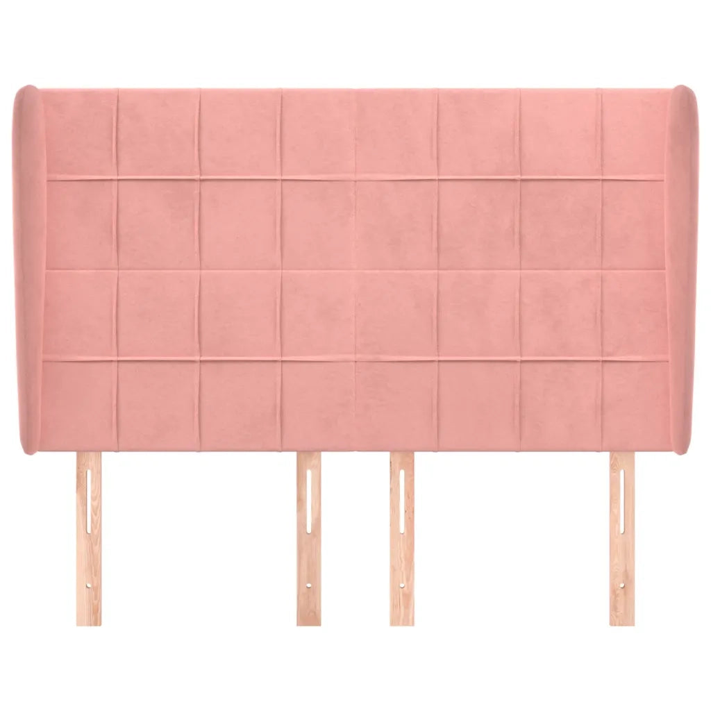 Testiera ad Orecchio-Testata con Orecchie Rosa 147x23x118/128 cm in Velluto 227197