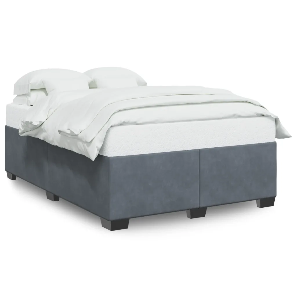 Giroletto senza Materasso Grigio Scuro 140x200 cm Velluto