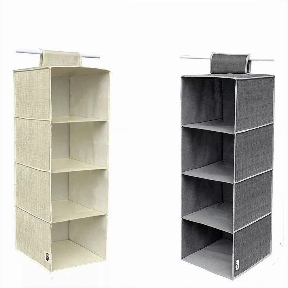 Trade Shop - Organizer Per Armadio Con 4 Ripiani Porta Oggetti Salvaspazio 80x30x30 Cm 69702 -