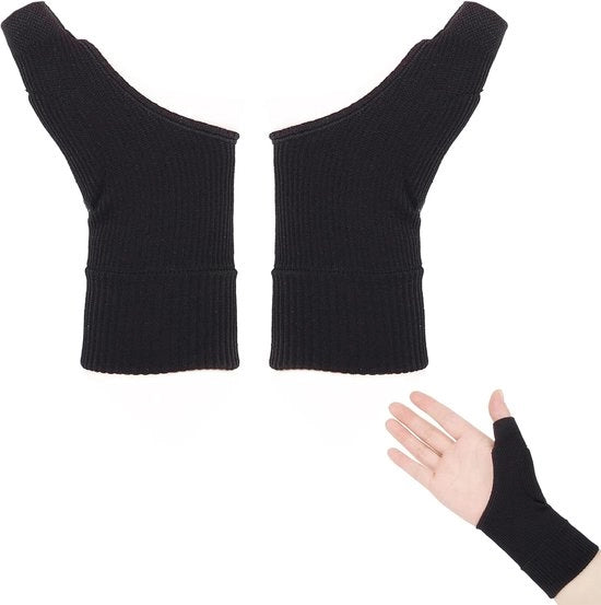 Ortetic con cuscino di gel - bende di compressione respirante per artrosi - tunnel carpalico - protezione senza dita per polso destro/sinistro - 1 coppia - nero