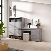 Scarpiera, 247x35x145cm, Camera da letto, Cassettiera, Tavolo da toeletta, grigio cemento RF3523