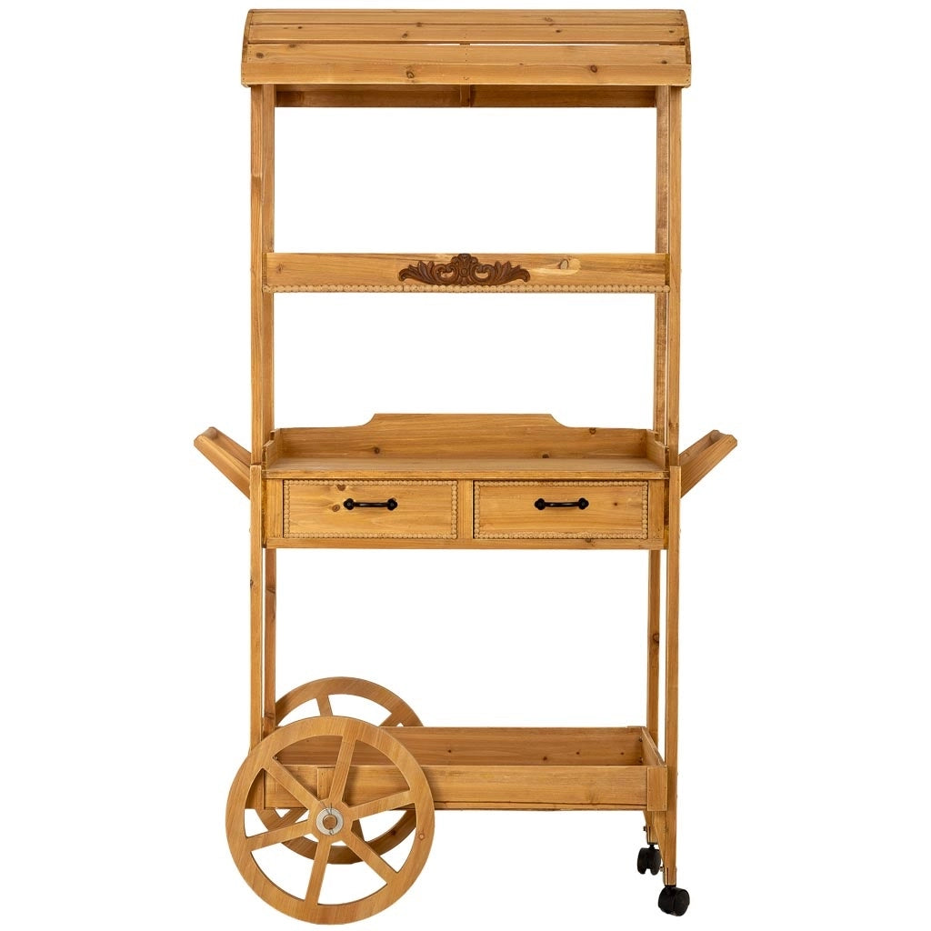 Carrello espositore in legno marrone 105x50x173h cm