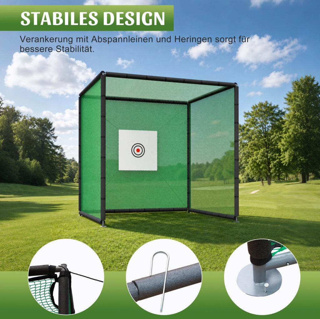 Rete da pratica golf 300 x 300 x 300 cm con accessori