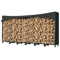 Legnaia da Esterno in Metallo con Telo Impermeabile, Capacità 0.8m³, Struttura Regolabile, 235x31x116 cm, Nero