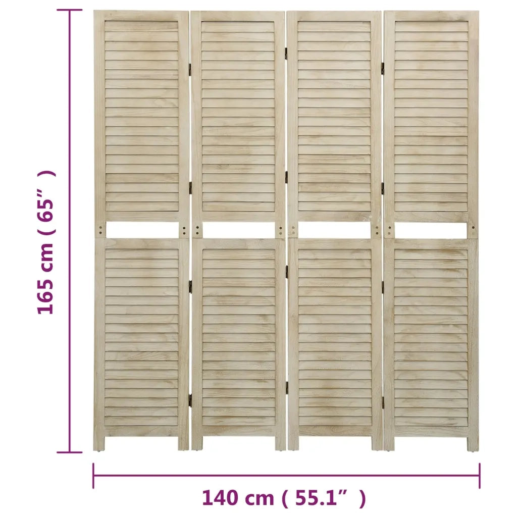 Divisorio a 4 Pannelli 140 x 165 cm Legno Massello di Paulownia cod mxl 68558