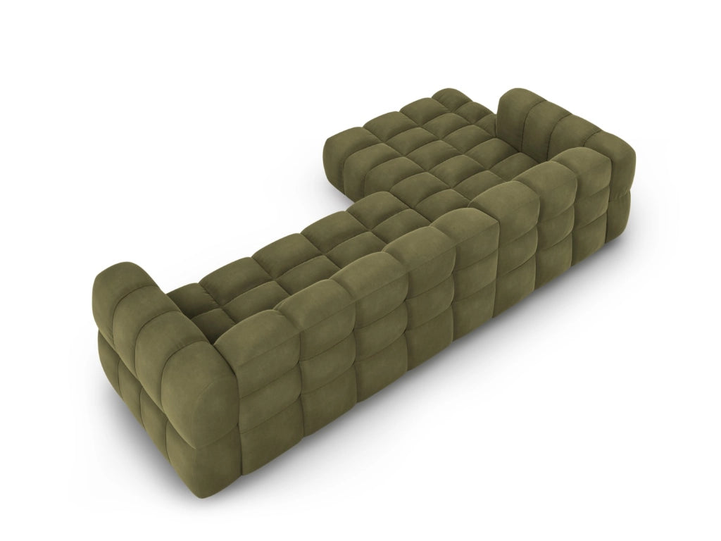 Cosmopolitan Design - Divano angolare modulare sinistro "Sky" 4 posti in velluto verde chiaro 