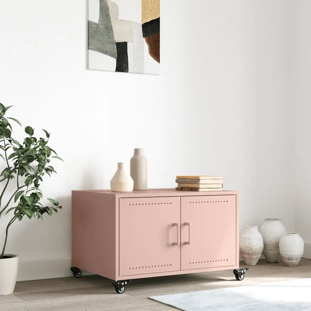 Tavolino da salotto | Tavolino da caff¨¨ | Tavolino da Soggiorno Rosa 100,5x39x72 cm in Acciaio