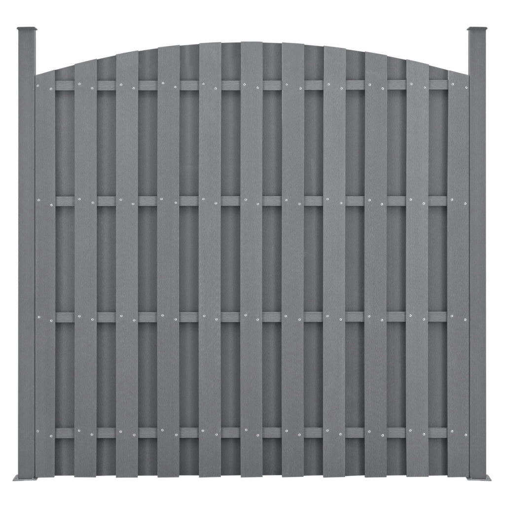 Set di 2 Pannelli Steccato ad Arco con Doghe in WPC e Base in Acciaio (AxL)185x376 cm - Grigio NEU.HOLZ
