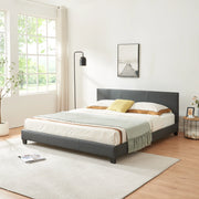 Letto Matrimoniale a Testiera Alta Letto a 2 Piazze 180x200 cm Rivestimento in Similpelle Grigio Scuro Corium