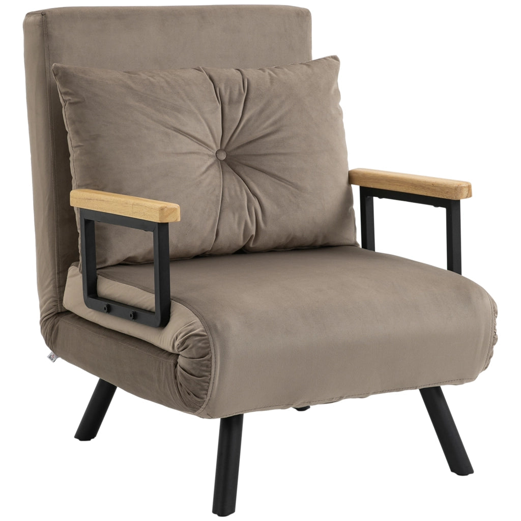Poltrona Letto Imbottita con Schienale Reclinabile ¨C Zephmum ¨C Grigio 63x73x81 cm
