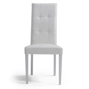 Set 2 sedie imbottite EDI 4 BOTTONI, ideale per sala da pranzo, soggiorno, ufficio,  tessuto ecopelle colore Bianco, Design moderno