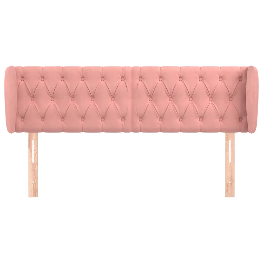 Testiera | Testata ad Orecchio Rosa 163x23x78/88 cm in Velluto
