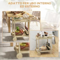 Carrello da Giardino a 2 Ripiani e 4 Spazi Portabottiglie, in Legno di Abete, 78x58.5x75 cm