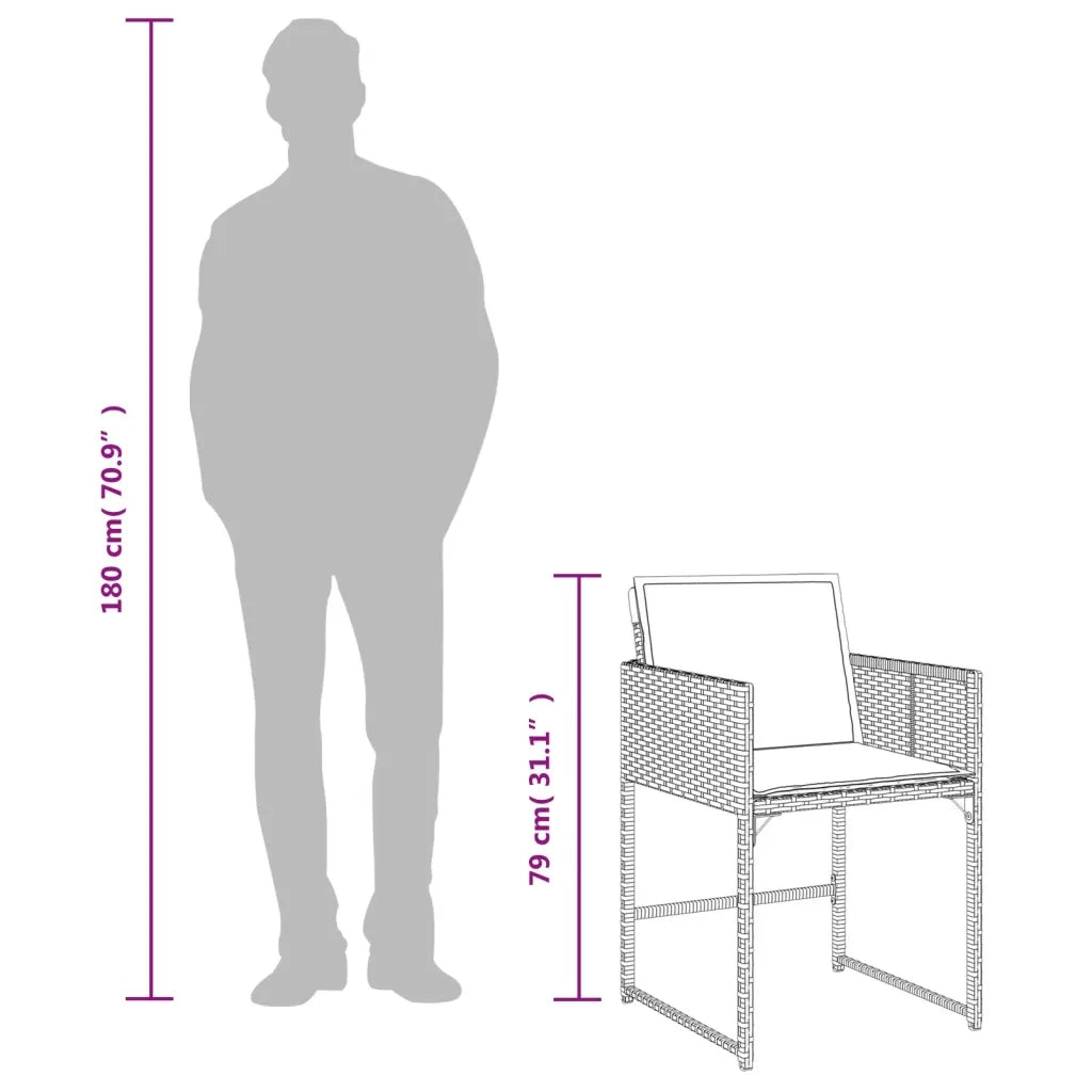 Set da pranzo da giardino da 11 pz con Cuscini in Polyrattan Grigio 3278160