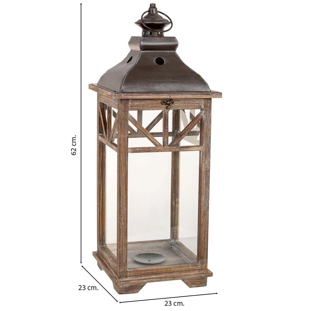 Lanterna in legno 23x23x62h cm