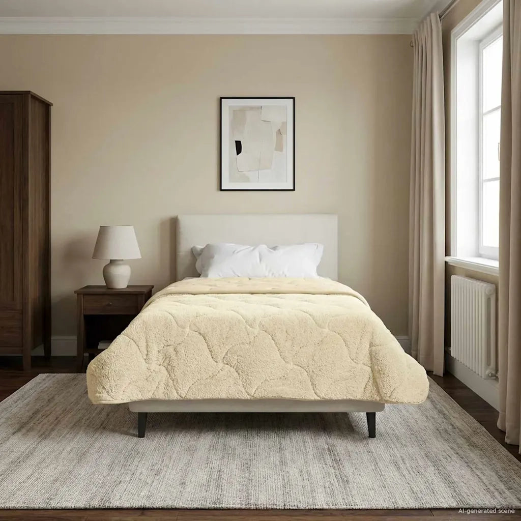 Duvet Estivo Crema 135 x 220 cm Microfibra e Fleece Teddy 42026222
