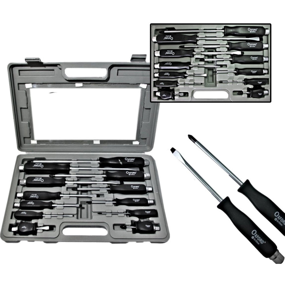 Trade Shop - Kit Set 12 Cacciaviti Cacciavite Impatto A Croce E Taglio Con Manico Ad Impatto -