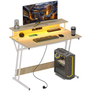 Scrivania Gaming con LED 100x60 cm ¨C Zephmum ¨C Legno Naturale