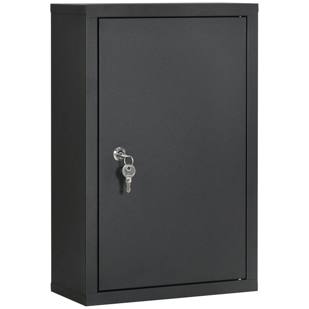 Armadietto per Medicinali 30x14x46 cm 3 Ripiani in Acciaio Nero
