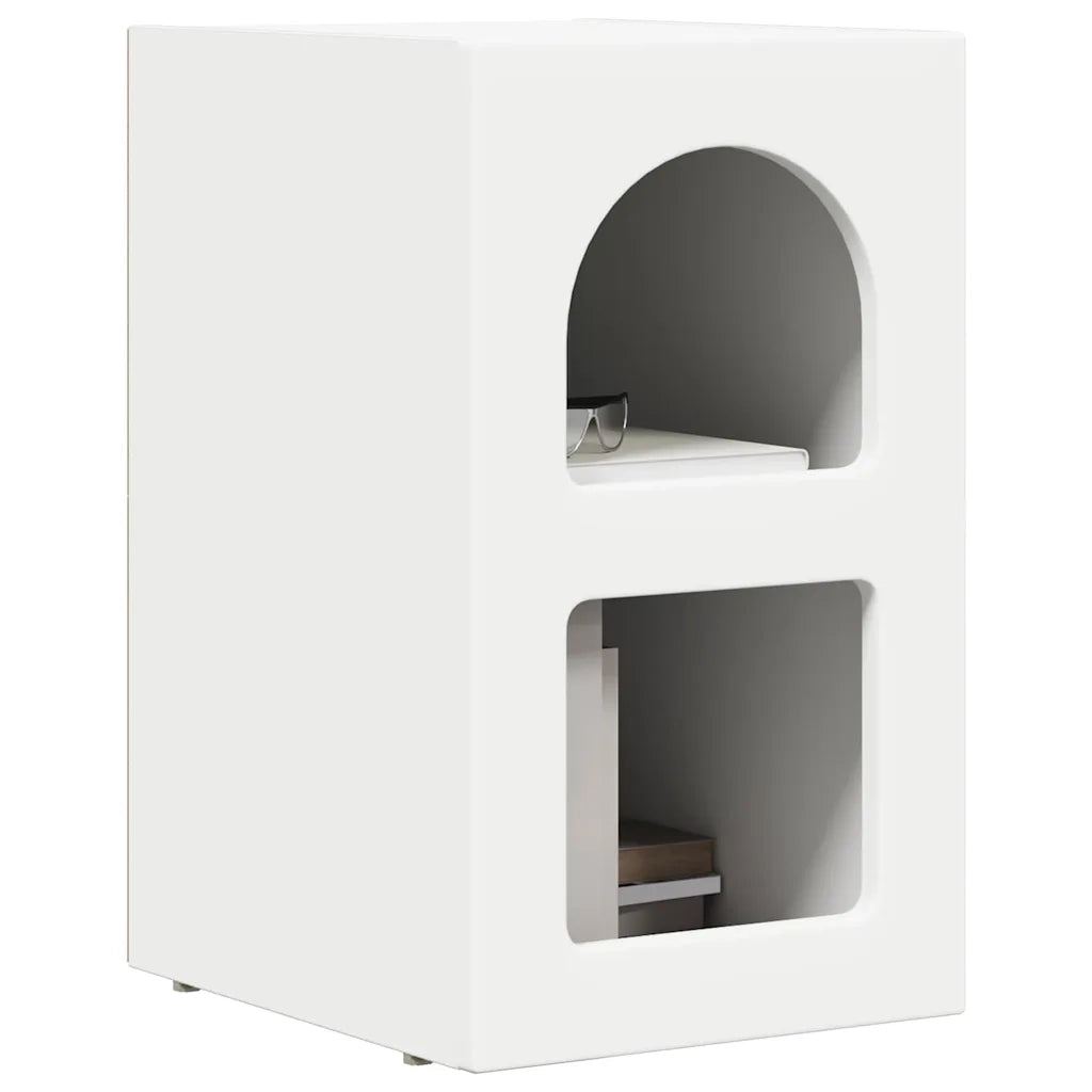 Comodino-Tavolino da notte Bianco 29.5 x 35 x 50 cm Legno multistrato