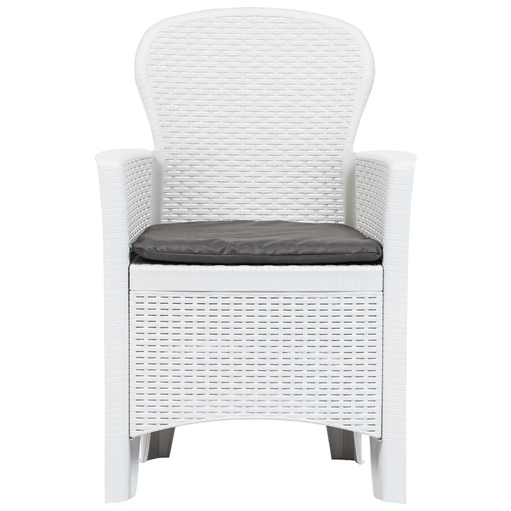 Sedie da Giardino 2 pz Cuscino Bianche in Plastica Stile Rattan 45598