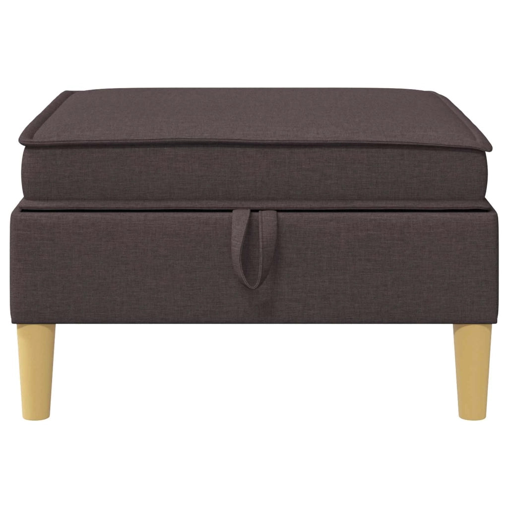 Pouf con Storage Marrone Scuro Tessuto