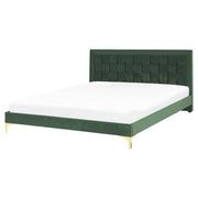 Letto imbottito matrimoniale 160 cm 6 testiera verde velluto gambe dorate