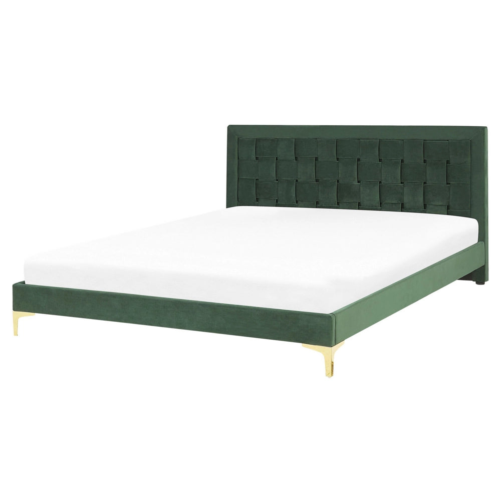 Letto imbottito matrimoniale 160 cm 6 testiera verde velluto gambe dorate