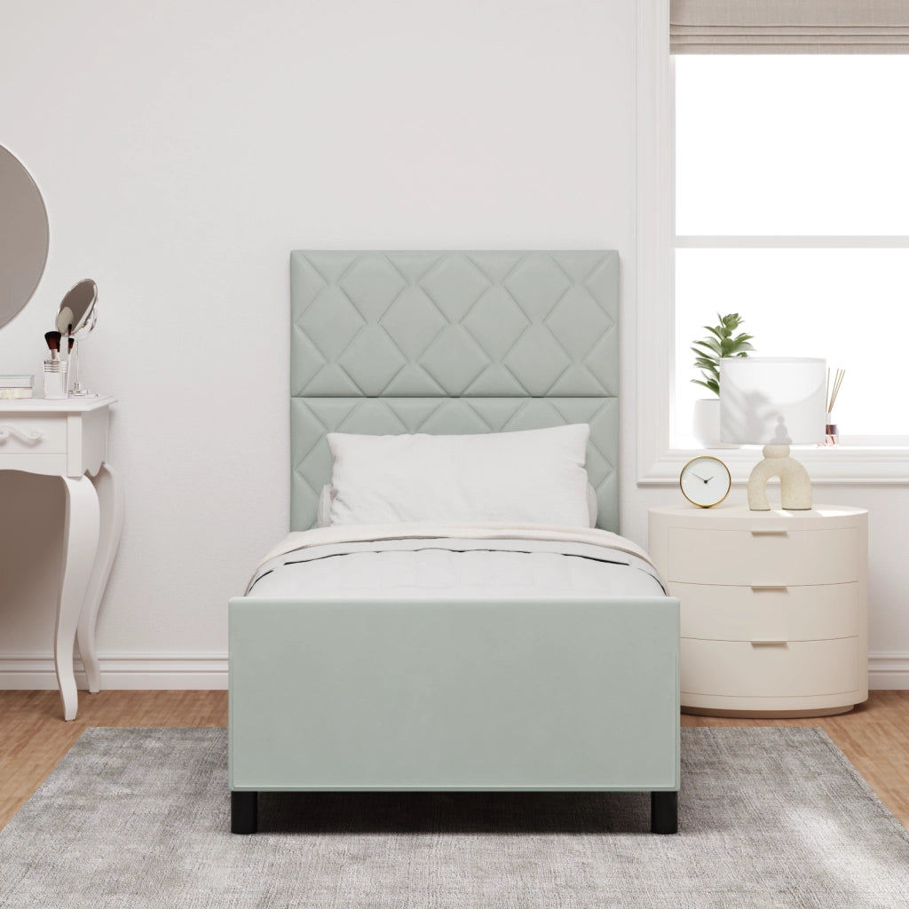 Letto Grigio Chiaro 90x200 cm in Velluto