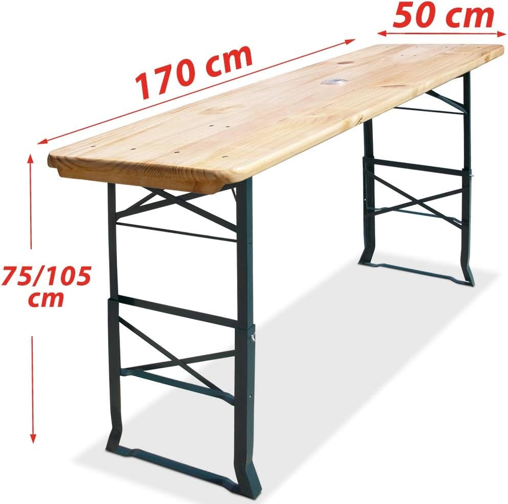 Deuba Tavolo da Birreria alto da bar pieghevole legno 170cm altezza regolabile con foro ombrellone