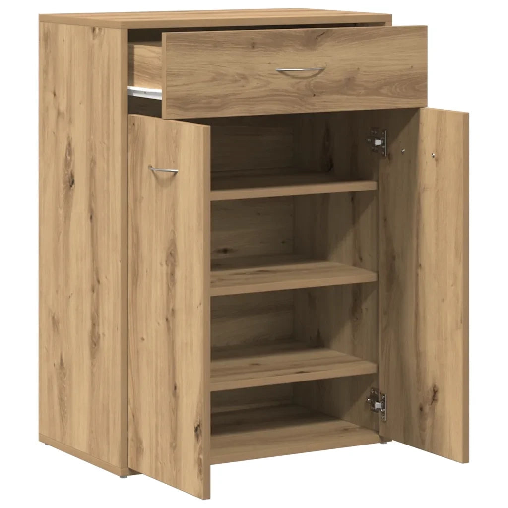 Scarpiera con ante e cassetto 60 x 35 x 84 cm ampio spazio contenitivo moderno finitura in rovere ingegnerizzato realizzata artigianalmente 02_0050694
